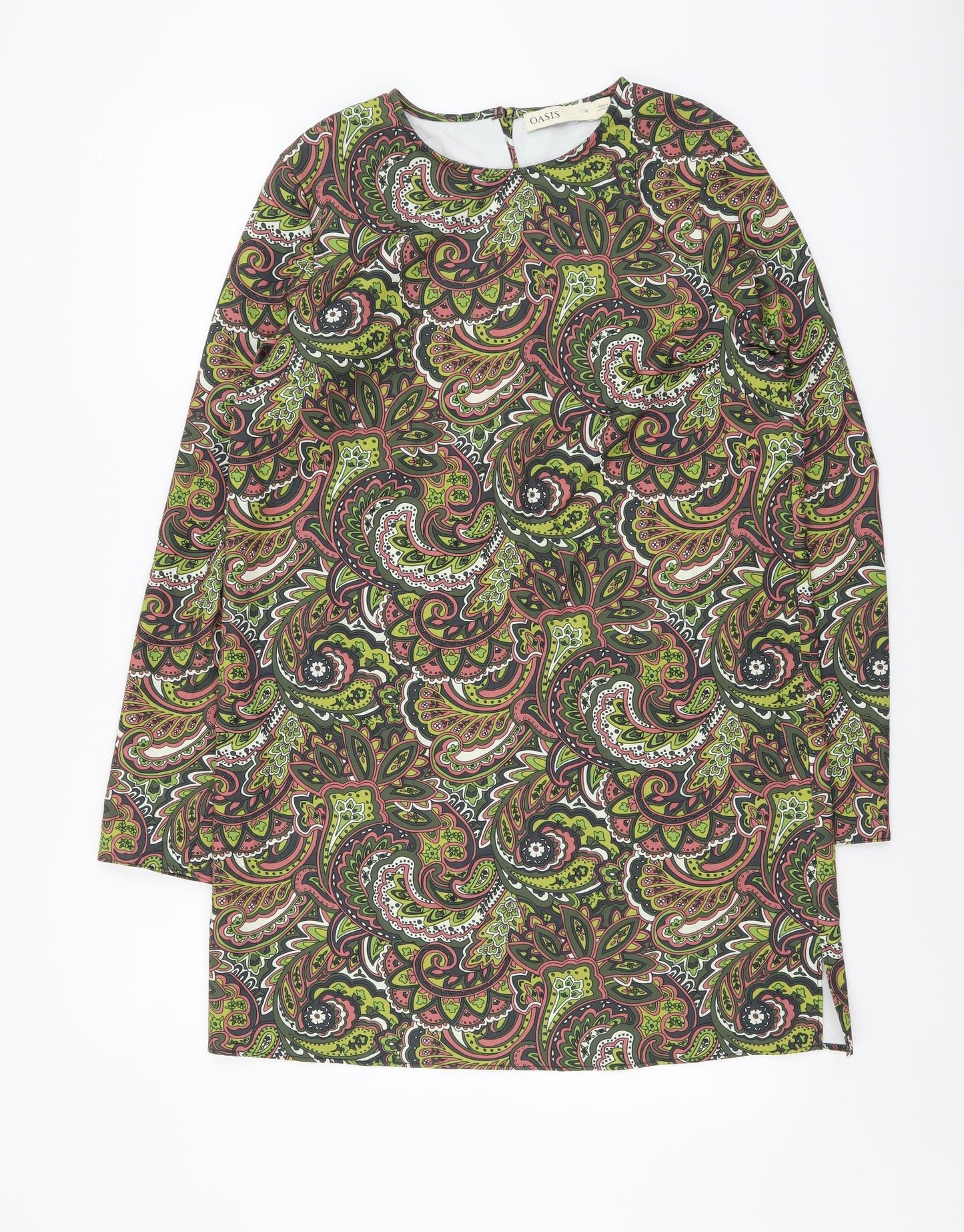Oasis Womens Multicoloured Paisley Polyester Shift Size 12 Round Neck Pullover