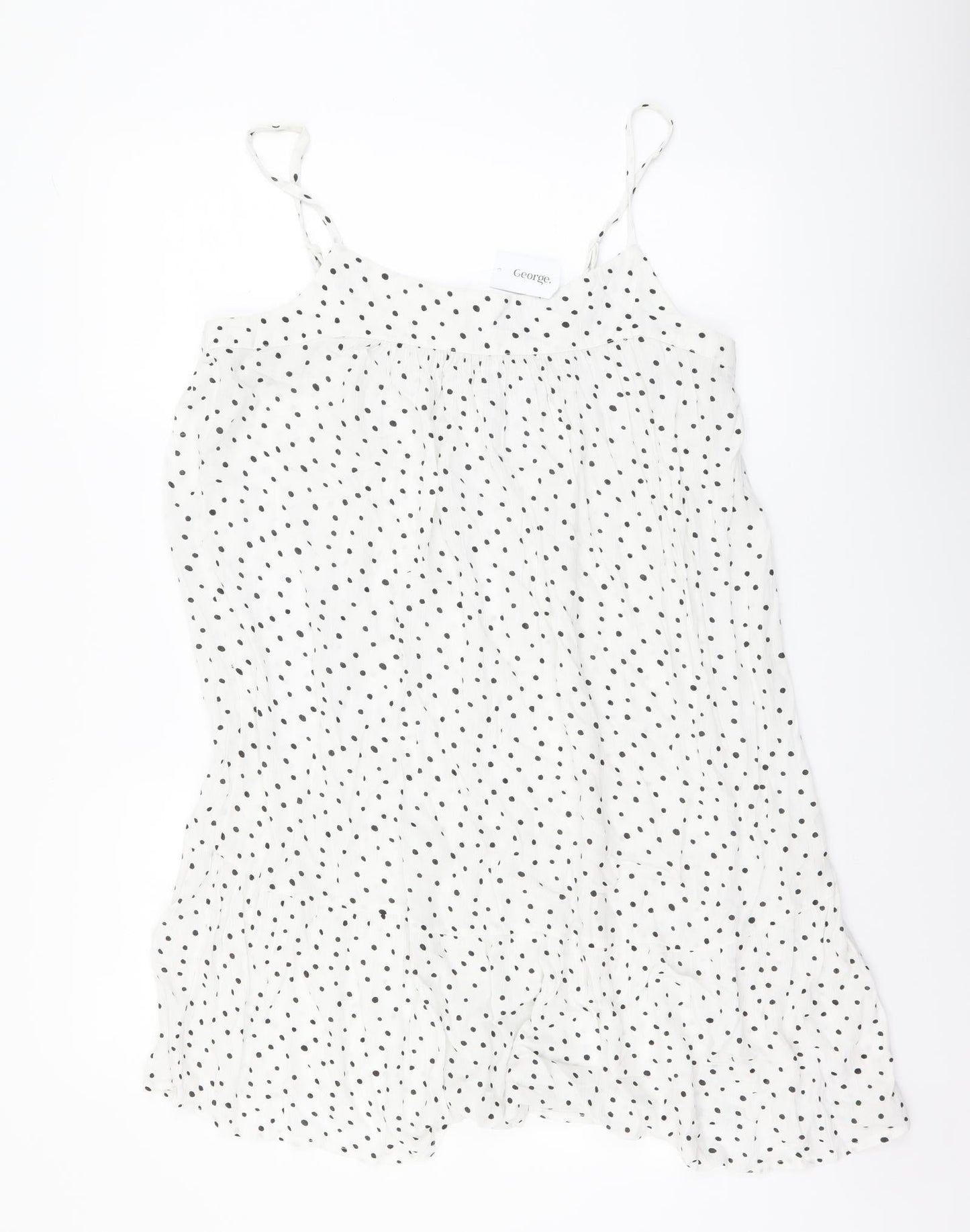 George Womens White Polka Dot Viscose Mini Size M Scoop Neck Pullover