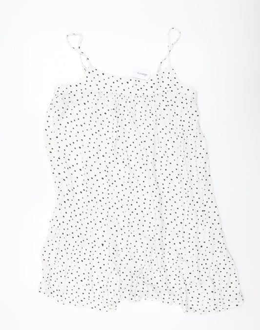 George Womens White Polka Dot Viscose Mini Size M Scoop Neck Pullover