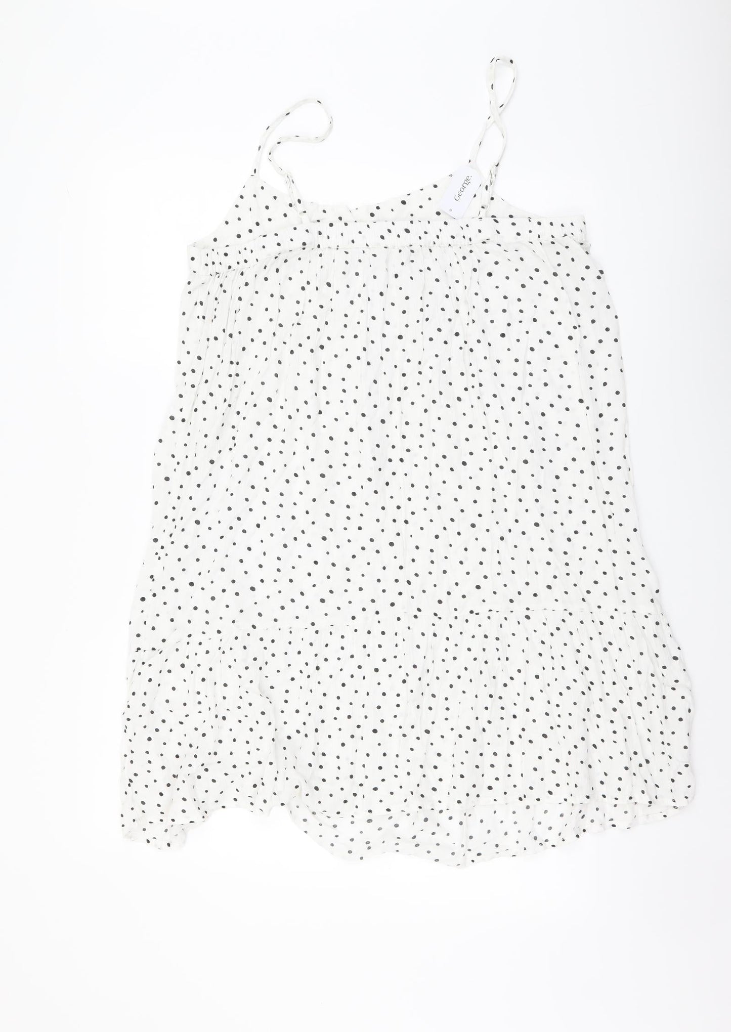 George Womens White Polka Dot Viscose Mini Size M Scoop Neck Pullover