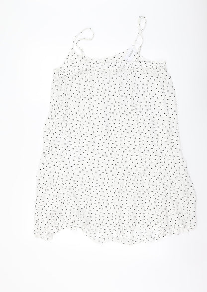 George Womens White Polka Dot Viscose Mini Size M Scoop Neck Pullover
