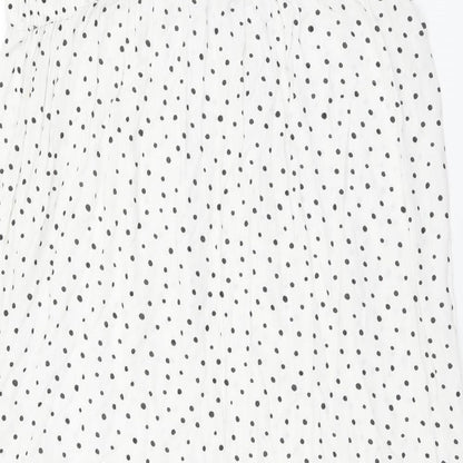 George Womens White Polka Dot Viscose Mini Size M Scoop Neck Pullover