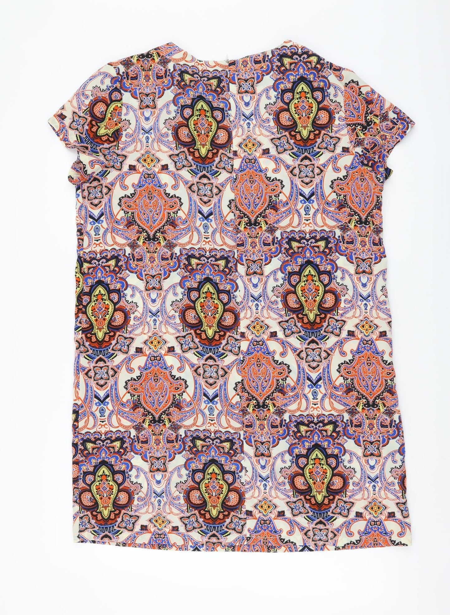 Boohoo Womens Multicoloured Geometric Polyester A-Line Size 12 Round Neck Zip