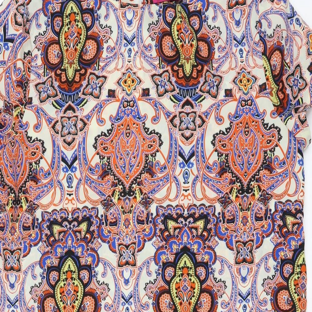 Boohoo Womens Multicoloured Geometric Polyester A-Line Size 12 Round Neck Zip