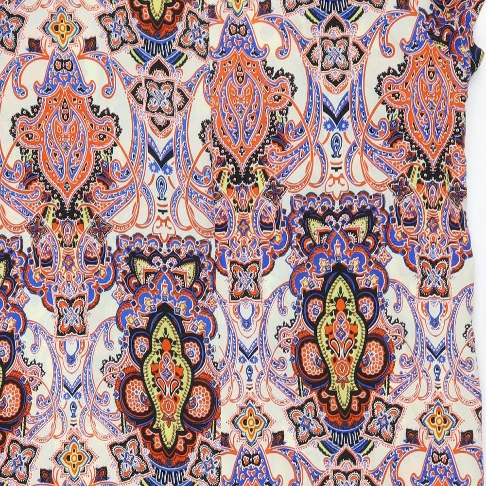 Boohoo Womens Multicoloured Geometric Polyester A-Line Size 12 Round Neck Zip