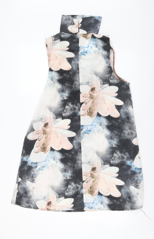 Parisian Collection Womens Multicoloured Floral Polyester A-Line Size 12 Halter Zip
