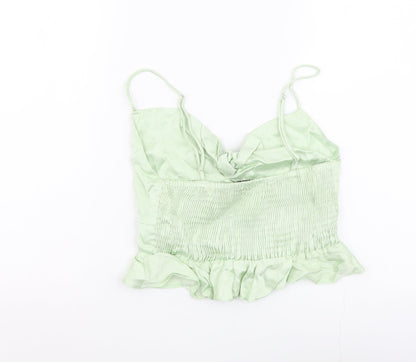 Stradivarius Womens Green Polyester Basic Tank Size M Sweetheart