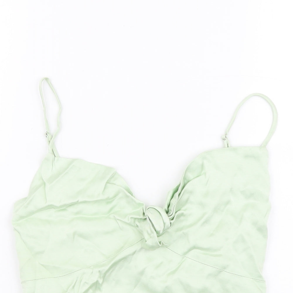 Stradivarius Womens Green Polyester Basic Tank Size M Sweetheart