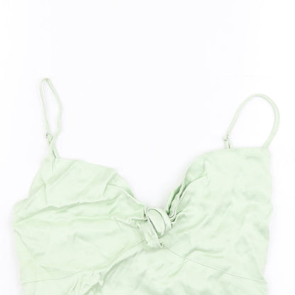 Stradivarius Womens Green Polyester Basic Tank Size M Sweetheart