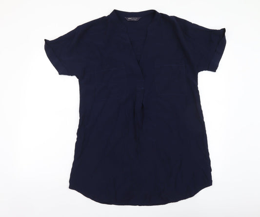 Womens UK Size 6 Marks and Spencer Blue Basic Blouse