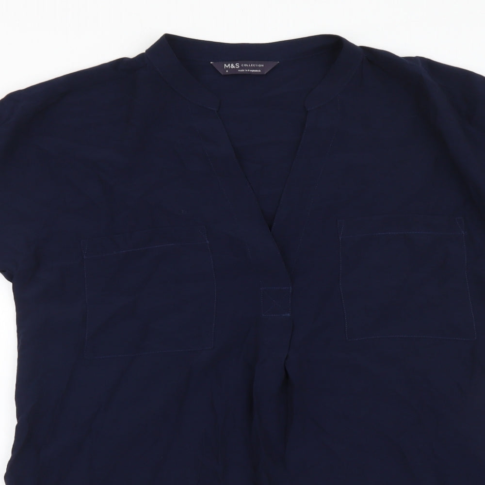 Womens UK Size 6 Marks and Spencer Blue Basic Blouse