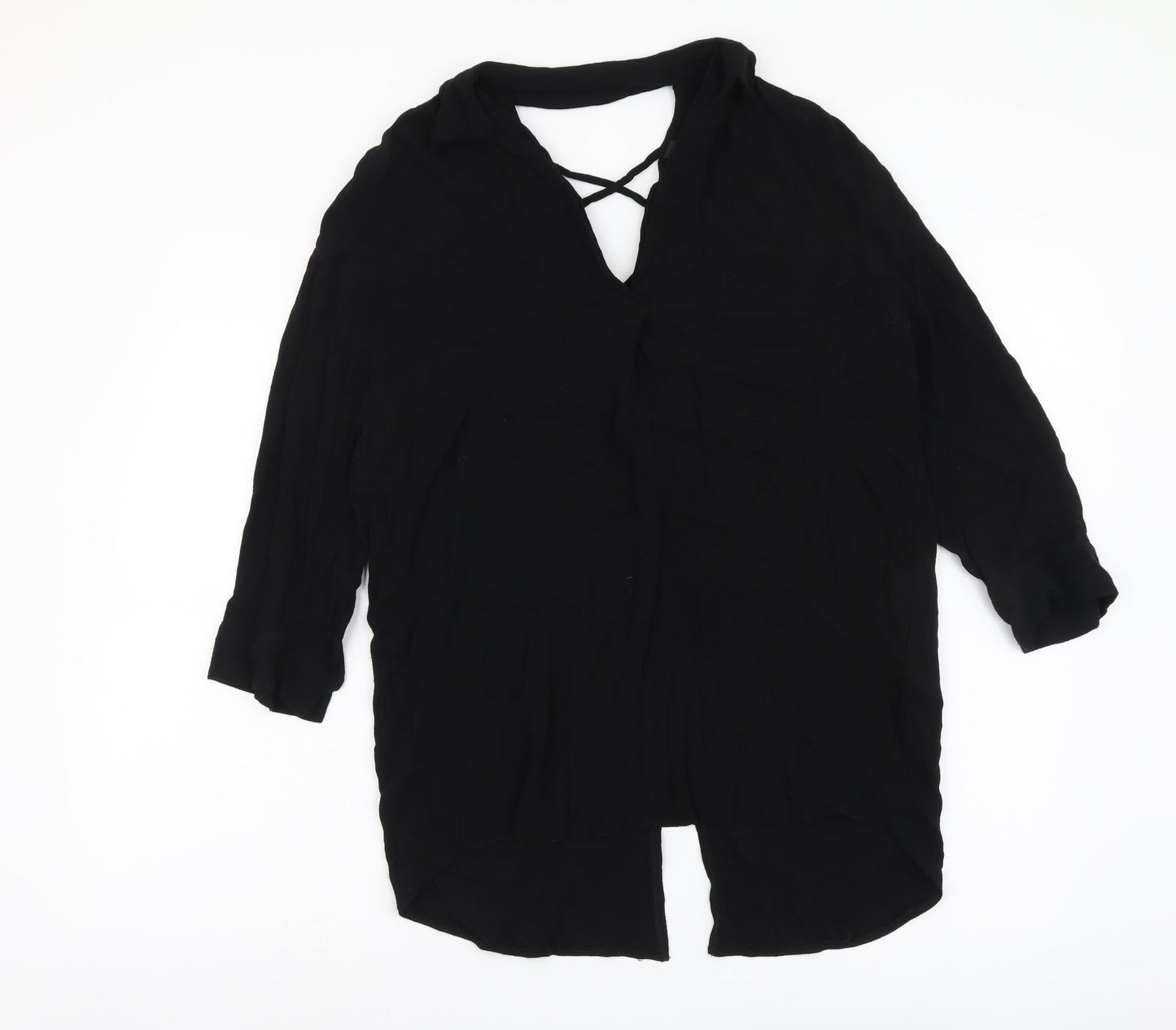 Womens UK Size 10 River Island Black Basic Blouse