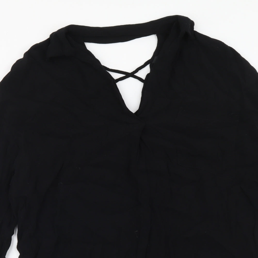 Womens UK Size 10 River Island Black Basic Blouse