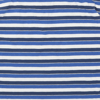 Carson Mens Blue Striped Cotton Polo Size M Collared Button
