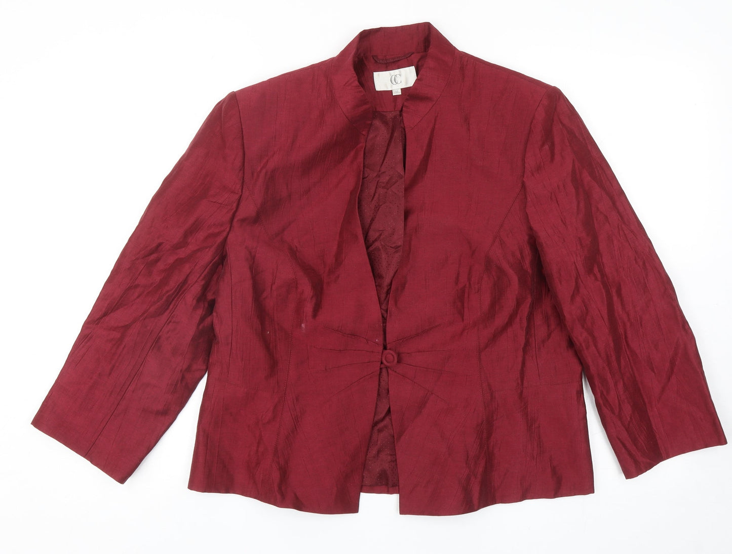 CC Womens Red Linen Jacket Suit Jacket Size 14
