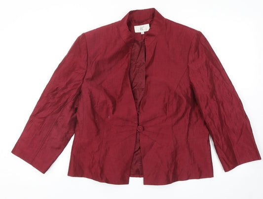 CC Womens Red Linen Jacket Suit Jacket Size 14