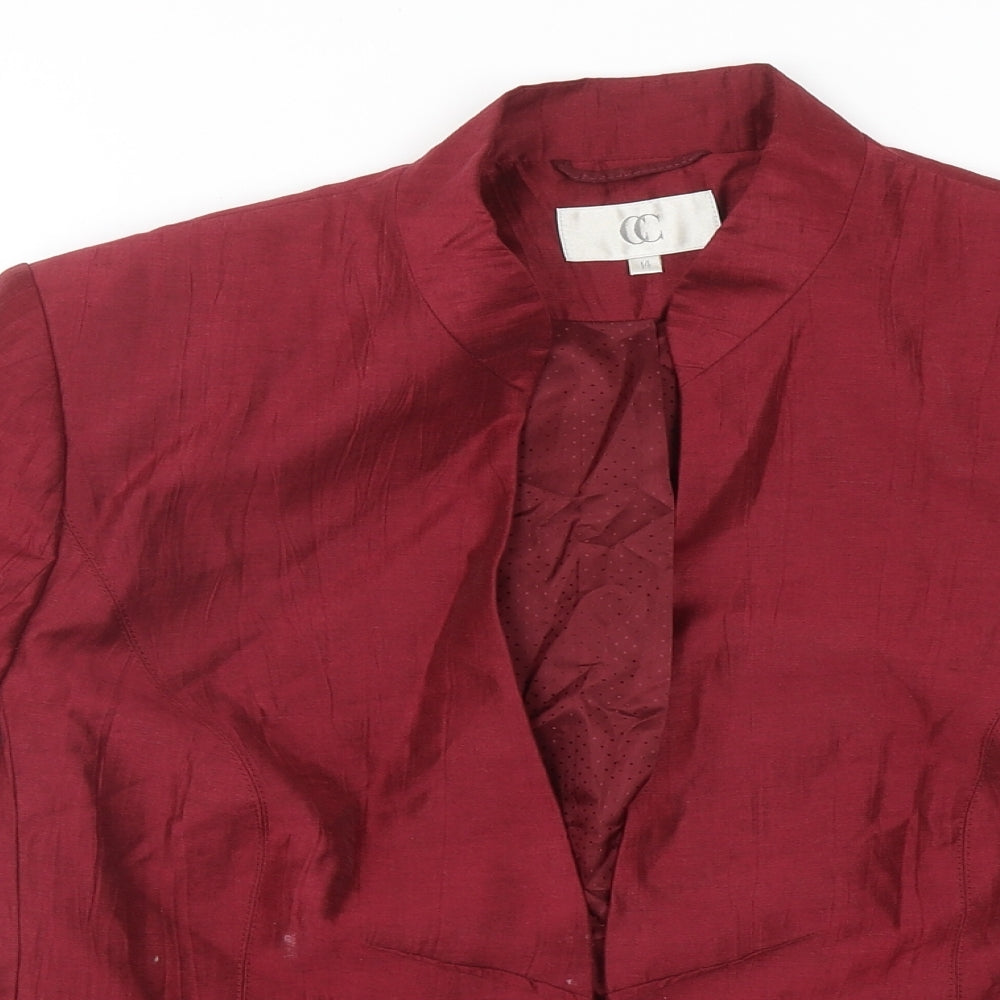 CC Womens Red Linen Jacket Suit Jacket Size 14