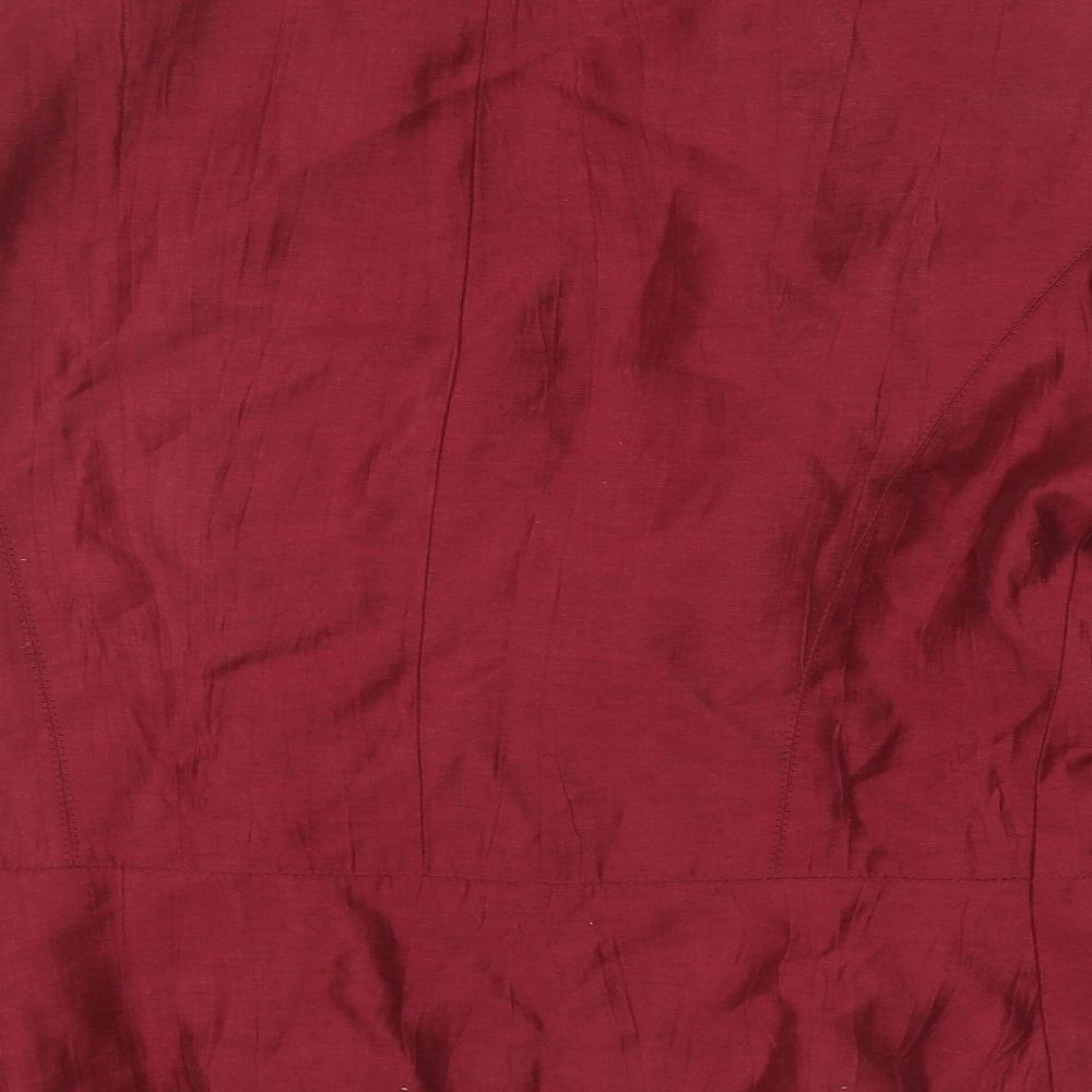 CC Womens Red Linen Jacket Suit Jacket Size 14