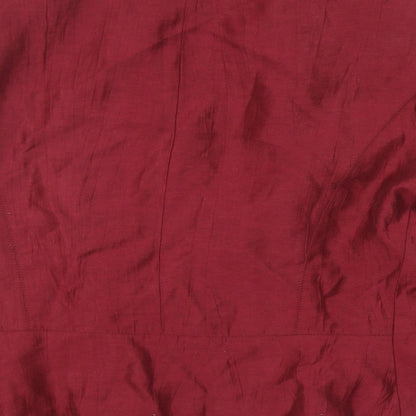 CC Womens Red Linen Jacket Suit Jacket Size 14