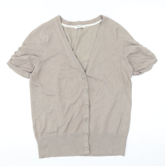 BHS Womens Grey V-Neck Viscose Cardigan Jumper Size 14