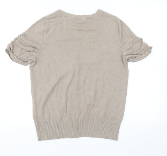 BHS Womens Grey V-Neck Viscose Cardigan Jumper Size 14