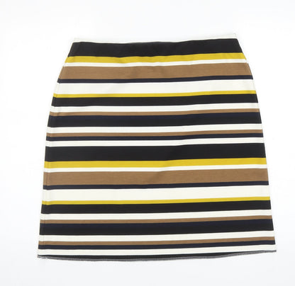 Marks and Spencer Womens Multicoloured Striped Polyester A-Line Skirt Size 14