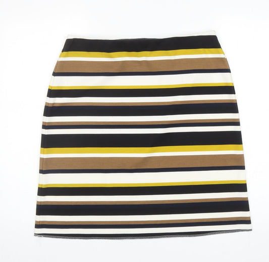 Marks and Spencer Womens Multicoloured Striped Polyester A-Line Skirt Size 14