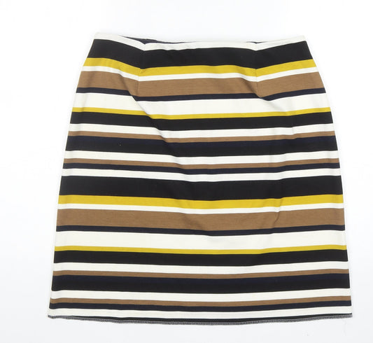 Marks and Spencer Womens Multicoloured Striped Polyester A-Line Skirt Size 14