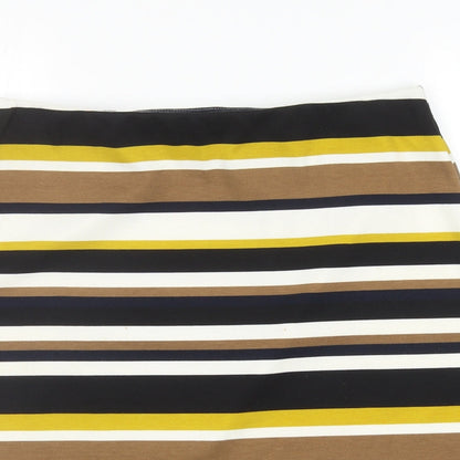 Marks and Spencer Womens Multicoloured Striped Polyester A-Line Skirt Size 14