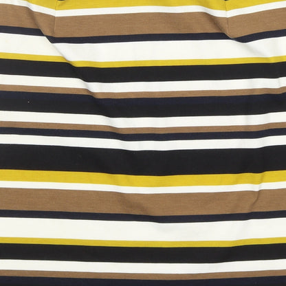 Marks and Spencer Womens Multicoloured Striped Polyester A-Line Skirt Size 14