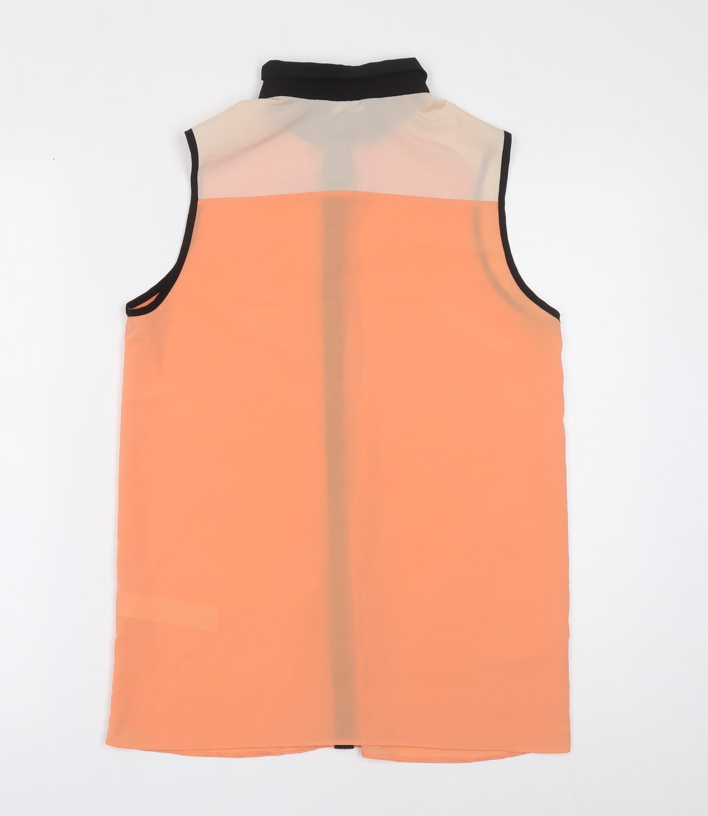 Miss Selfridge Womens Orange Polyester Basic Button-Up Size 8 Collared