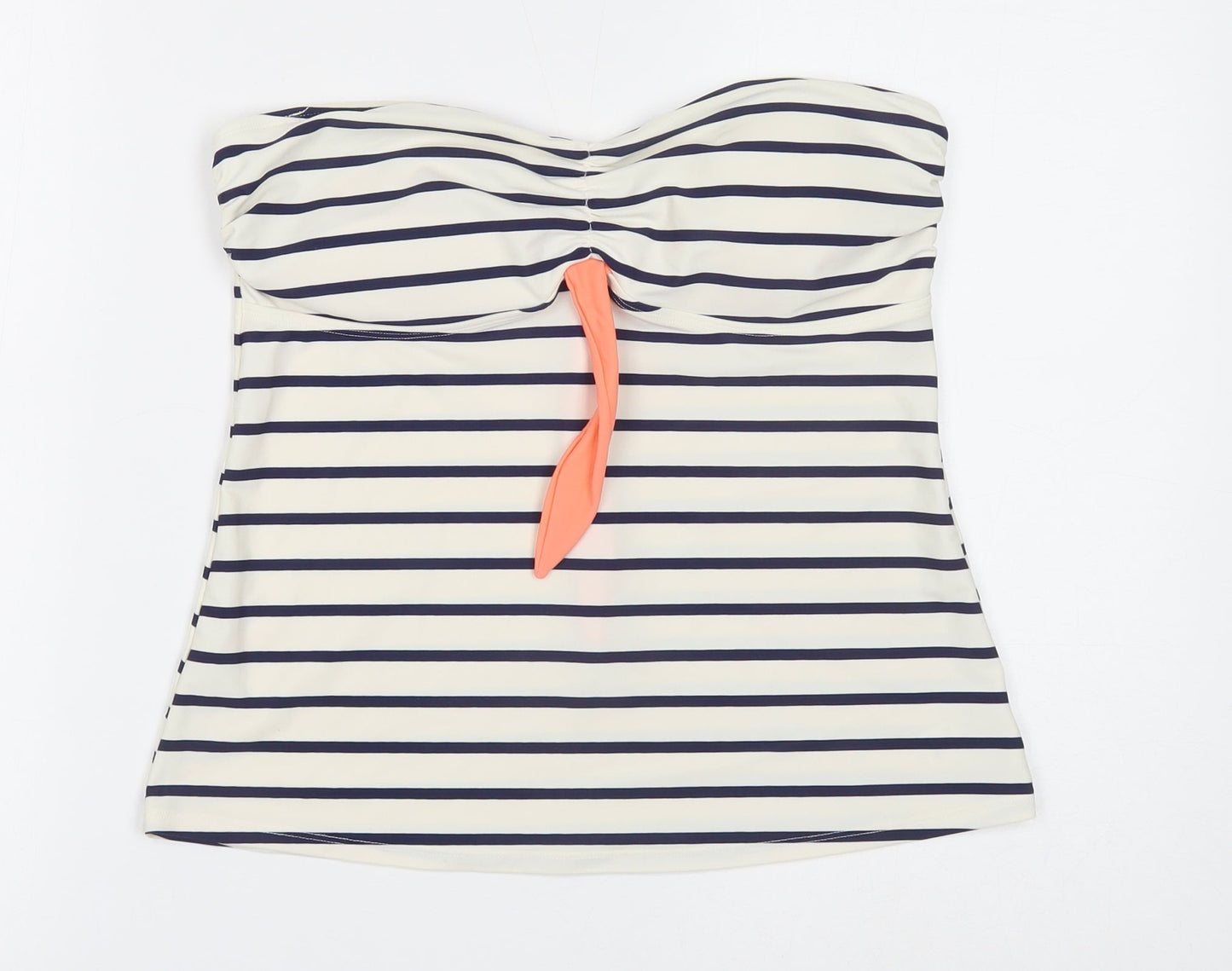 George Womens White Striped Polyamide Basic T-Shirt Size 14 Sweetheart