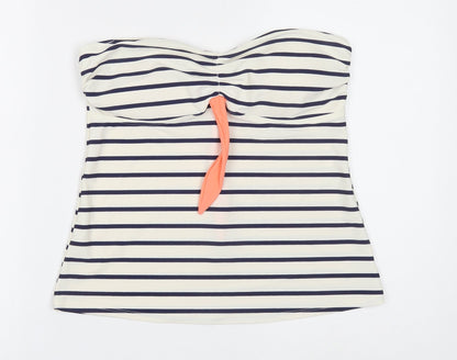 George Womens White Striped Polyamide Basic T-Shirt Size 14 Sweetheart