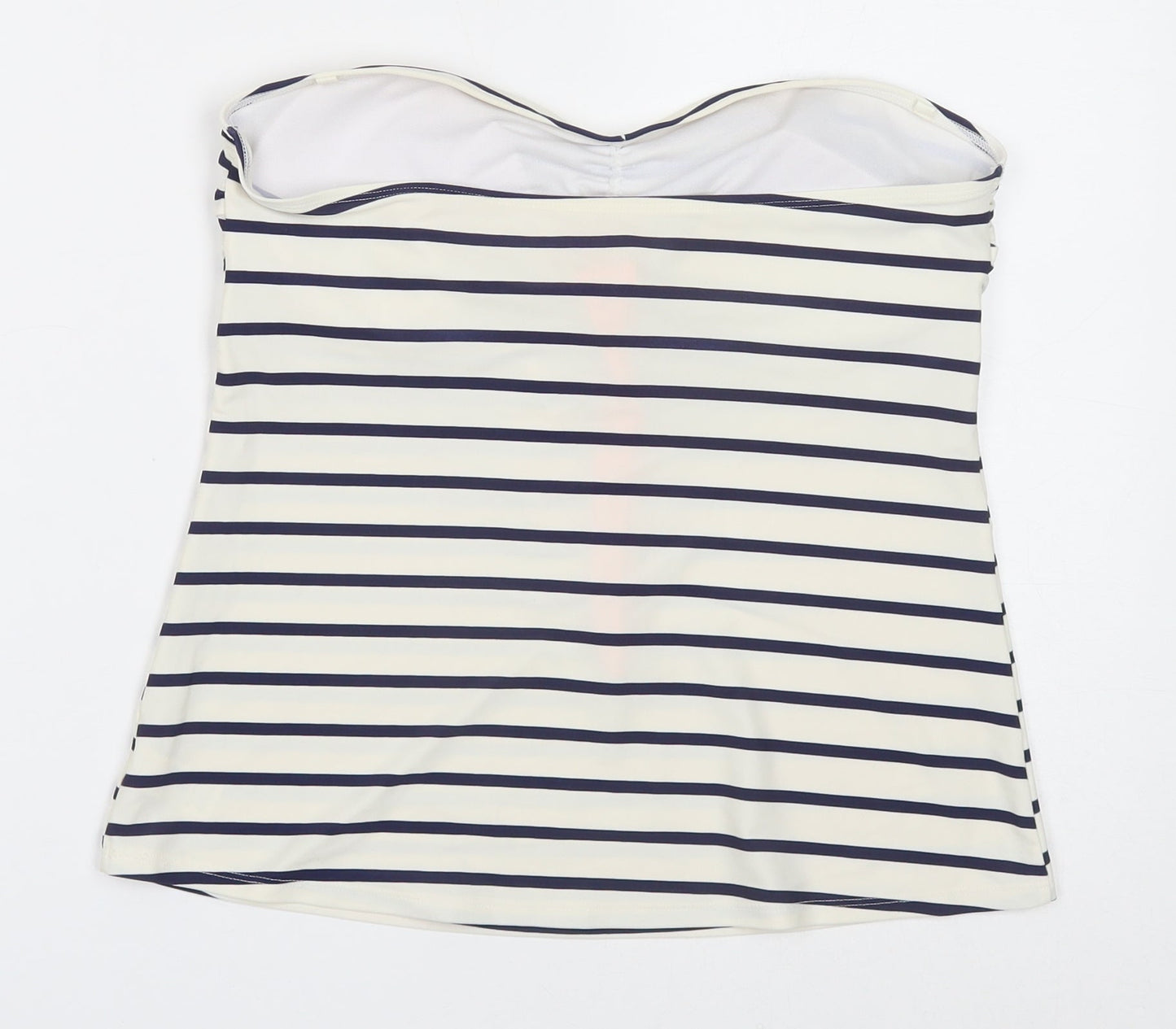 George Womens White Striped Polyamide Basic T-Shirt Size 14 Sweetheart