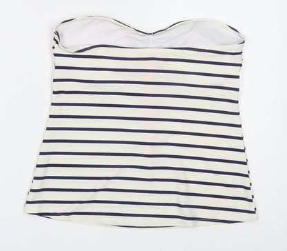 George Womens White Striped Polyamide Basic T-Shirt Size 14 Sweetheart