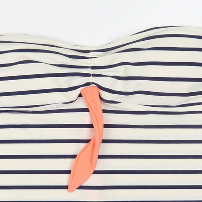 George Womens White Striped Polyamide Basic T-Shirt Size 14 Sweetheart