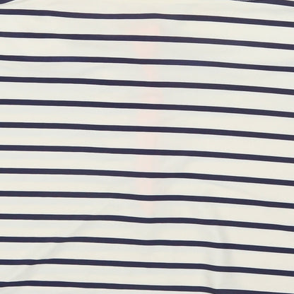 George Womens White Striped Polyamide Basic T-Shirt Size 14 Sweetheart