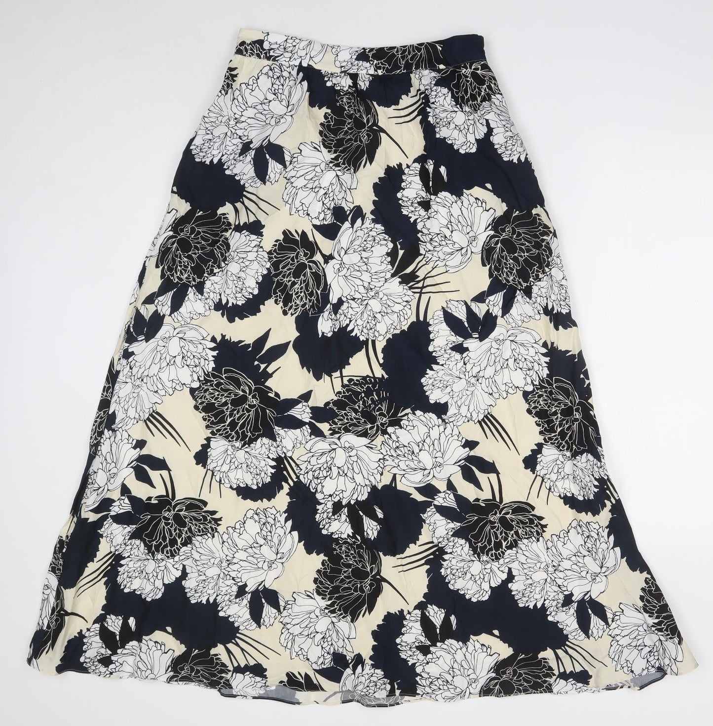 Autograph Womens Black Floral Cupro Straight & Pencil Skirt Size 8 Zip