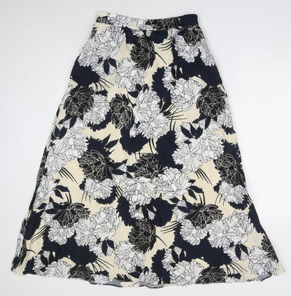 Autograph Womens Black Floral Cupro Straight & Pencil Skirt Size 8 Zip