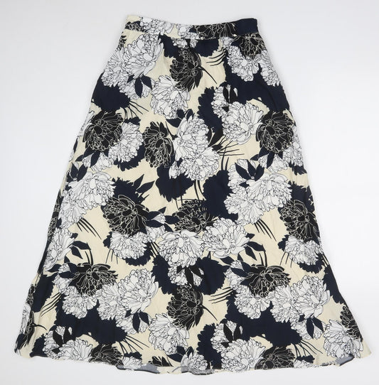 Autograph Womens Black Floral Cupro Straight & Pencil Skirt Size 8 Zip