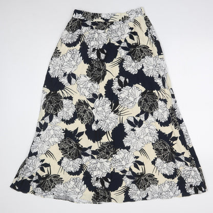 Autograph Womens Black Floral Cupro Straight & Pencil Skirt Size 8 Zip