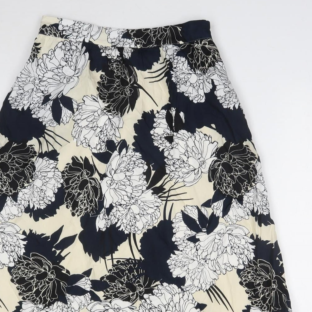 Autograph Womens Black Floral Cupro Straight & Pencil Skirt Size 8 Zip