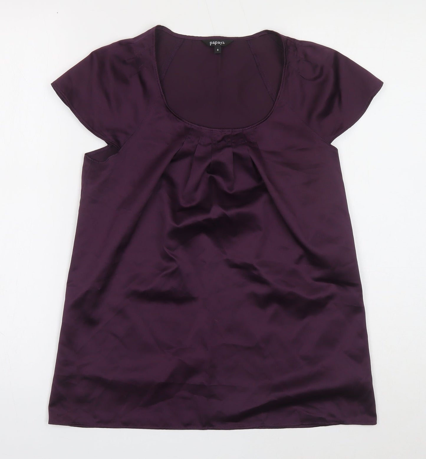 Papaya Womens Purple Polyester Basic Blouse Size 8 Scoop Neck