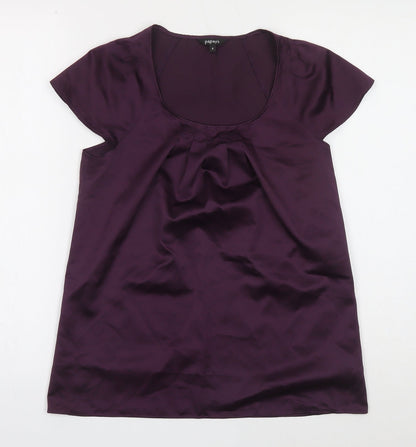 Papaya Womens Purple Polyester Basic Blouse Size 8 Scoop Neck