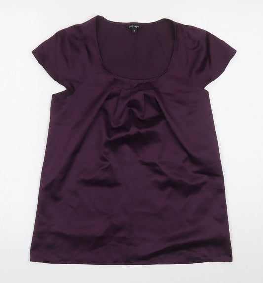 Papaya Womens Purple Polyester Basic Blouse Size 8 Scoop Neck
