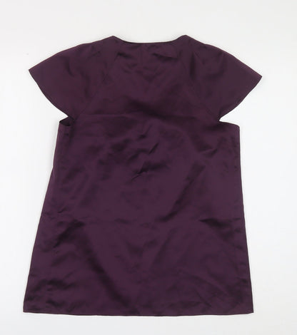 Papaya Womens Purple Polyester Basic Blouse Size 8 Scoop Neck