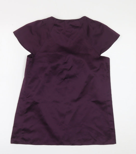 Papaya Womens Purple Polyester Basic Blouse Size 8 Scoop Neck