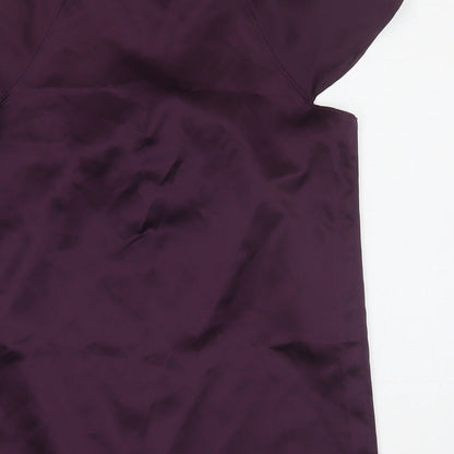 Papaya Womens Purple Polyester Basic Blouse Size 8 Scoop Neck