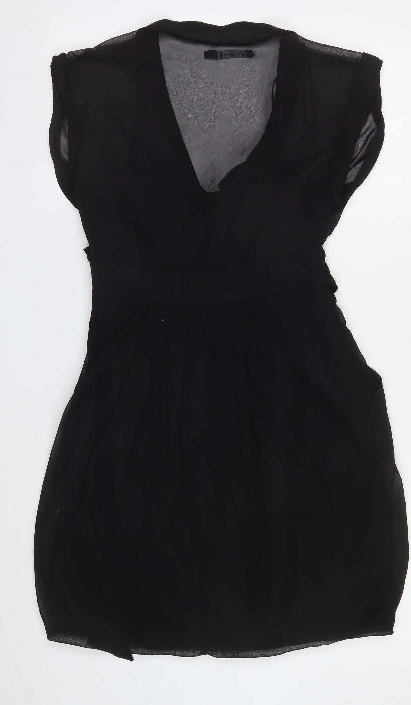 Atmosphere Womens Black Polyester A-Line Size 8 V-Neck Button