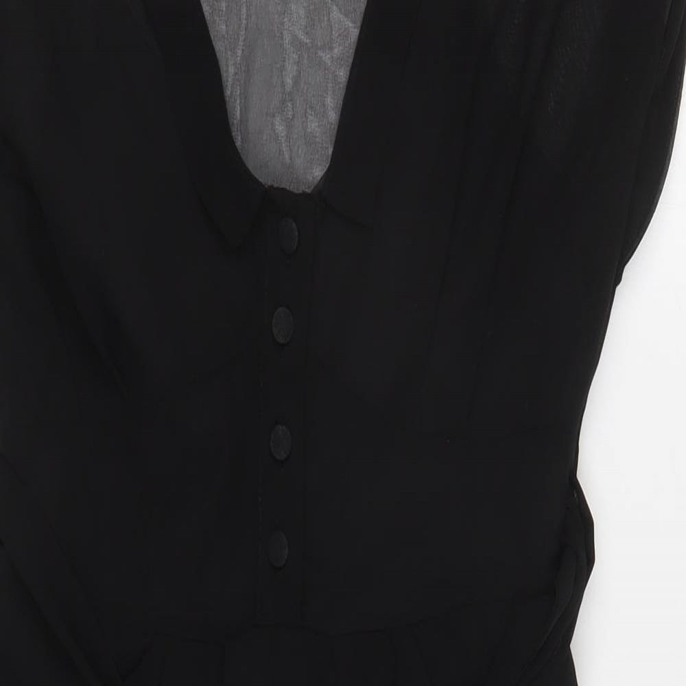 Atmosphere Womens Black Polyester A-Line Size 8 V-Neck Button